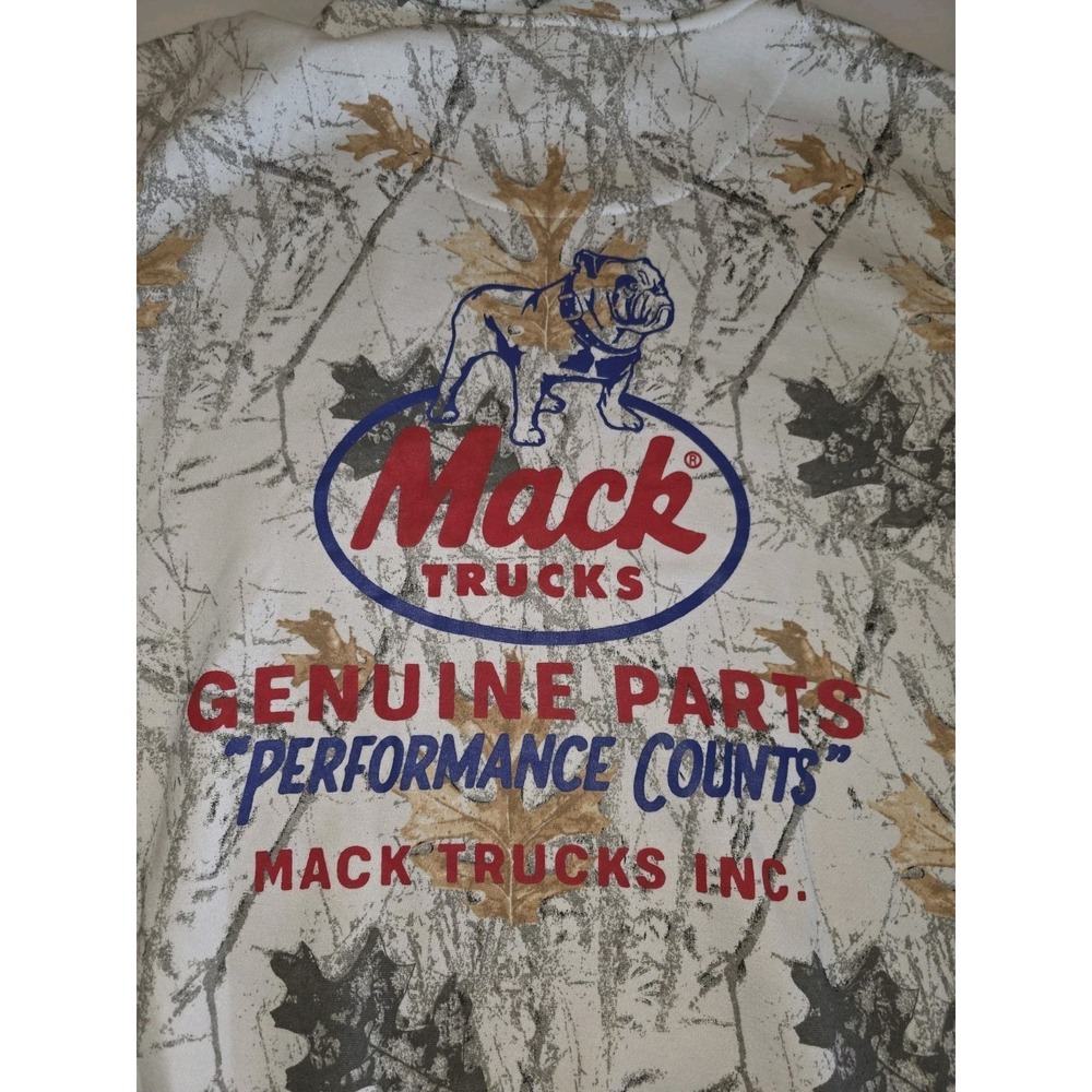 Mack Trucks Camo Hoodie Mens Large Dog Logo Drawstring NWT